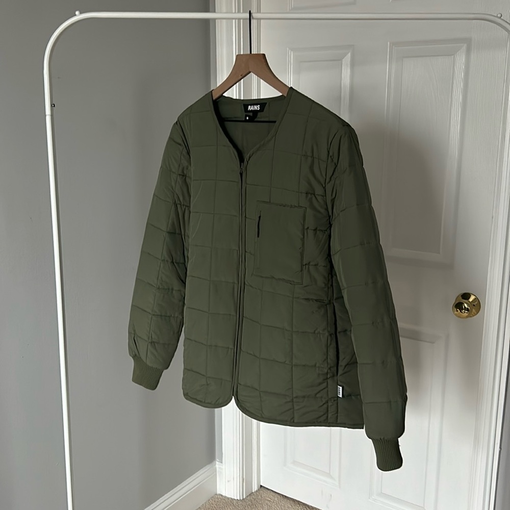 Rains Olive Green Bomber Jacket